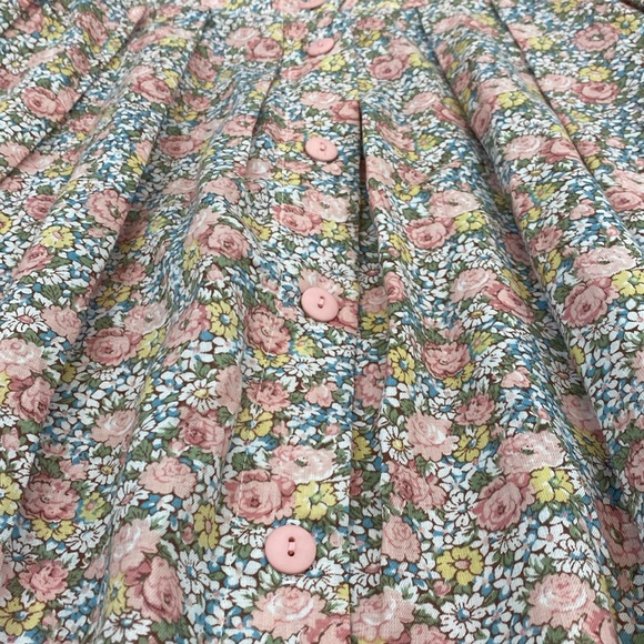 Vintage Floral Midi Pleated Skirt Button-up Closure - Picture 3 of 11